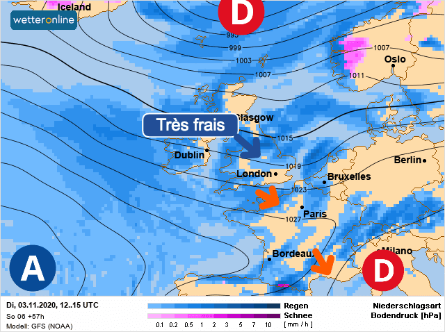 Carte de prévisions d'europe du Mardi 3 novembre 2020