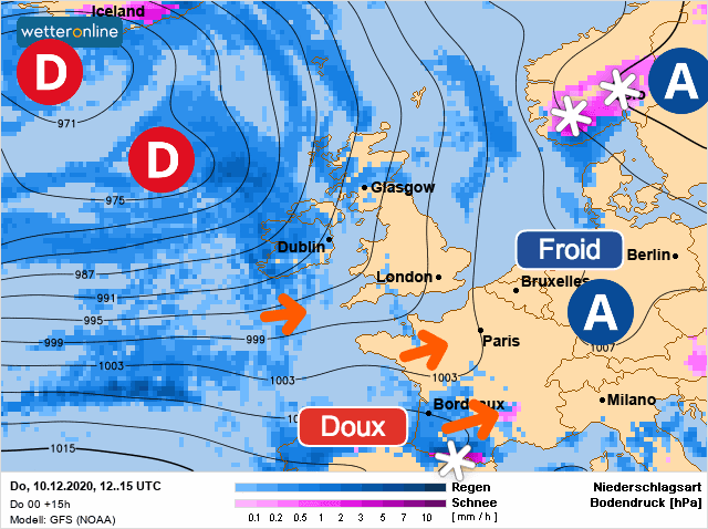 Carte de prévisions d'europe du Jeudi 10 décembre 2020