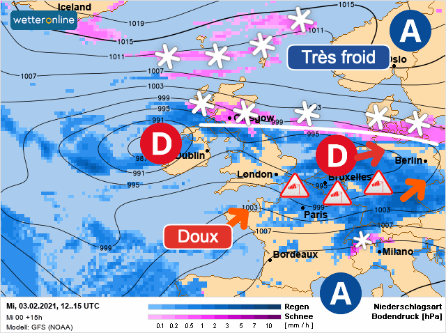 Carte de prévisions d'europe du Mercredi 3 février 2021