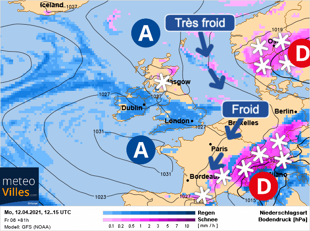 Carte de prévisions d'europe du Lundi 12 avril 2021
