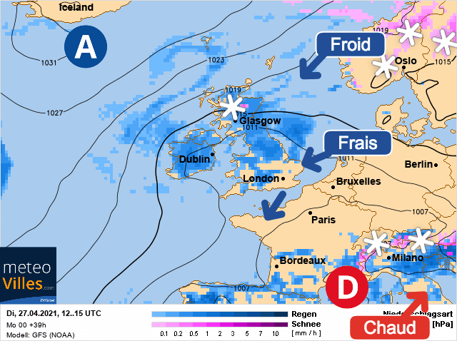Carte de prévisions d'europe du Mardi 27 avril 2021