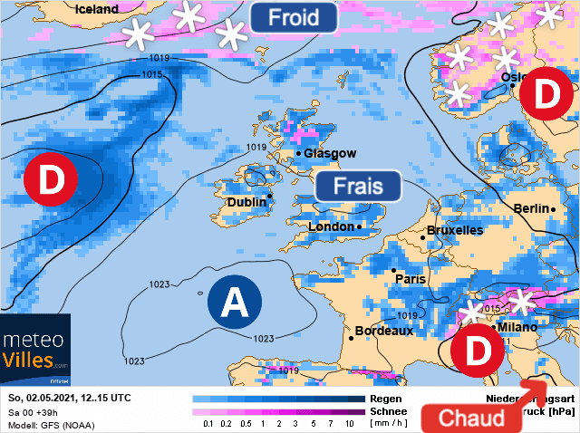 Carte de prévisions d'europe du Dimanche 2 mai 2021