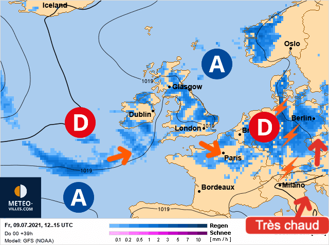 Carte de prévisions d'europe du Vendredi 9 juillet 2021