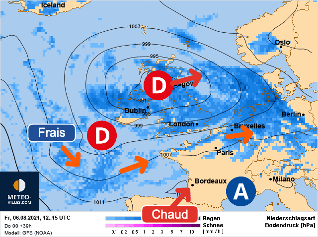 Carte de prévisions d'europe du Vendredi 6 août 2021