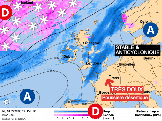 Carte de prévisions d'europe du Mercredi 16 mars 2022