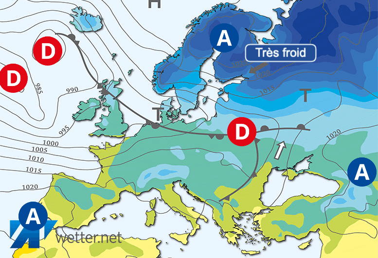 Carte de prévisions d'europe du Lundi 1 janvier 2024
