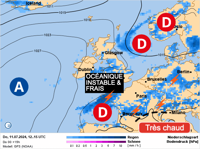 Carte de prévisions d'europe du Jeudi 11 juillet 2024