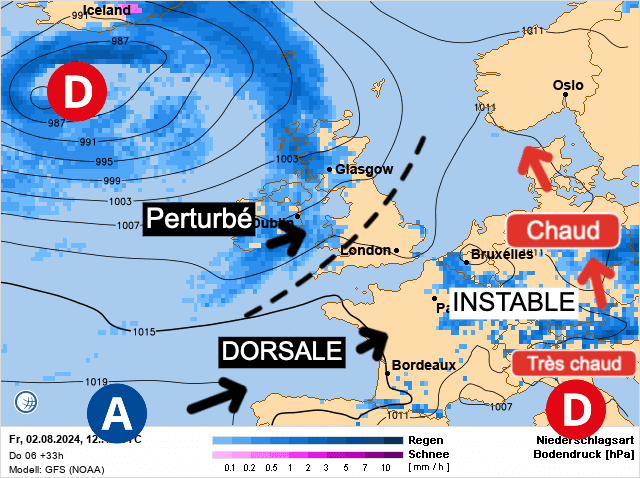 Carte de prévisions d'europe du Vendredi 2 août 2024