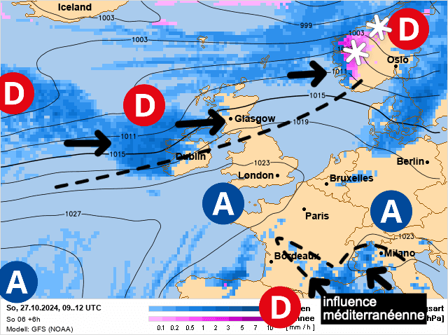 Carte de prévisions d'europe du Dimanche 27 octobre 2024
