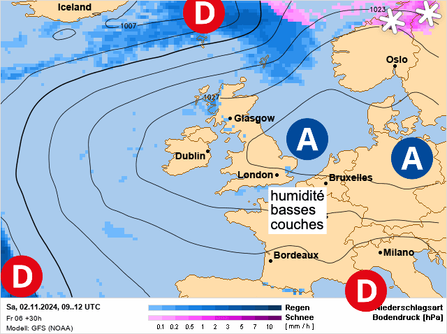 Carte de prévisions d'europe du Samedi 2 novembre 2024