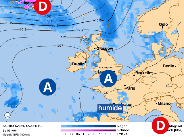 Carte de prévisions d'europe du Dimanche 10 novembre 2024