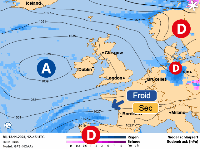 Carte de prévisions d'europe du Mercredi 13 novembre 2024