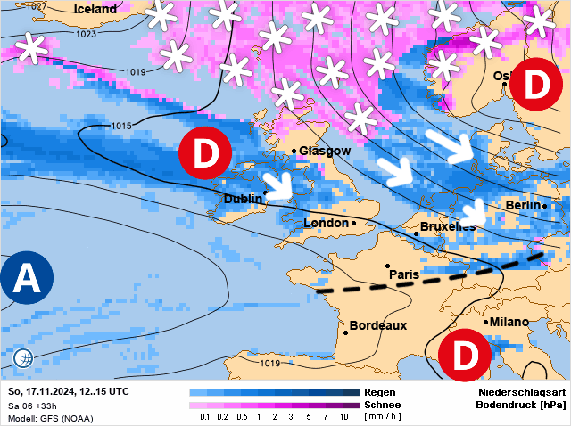 Carte de prévisions d'europe du Dimanche 17 novembre 2024