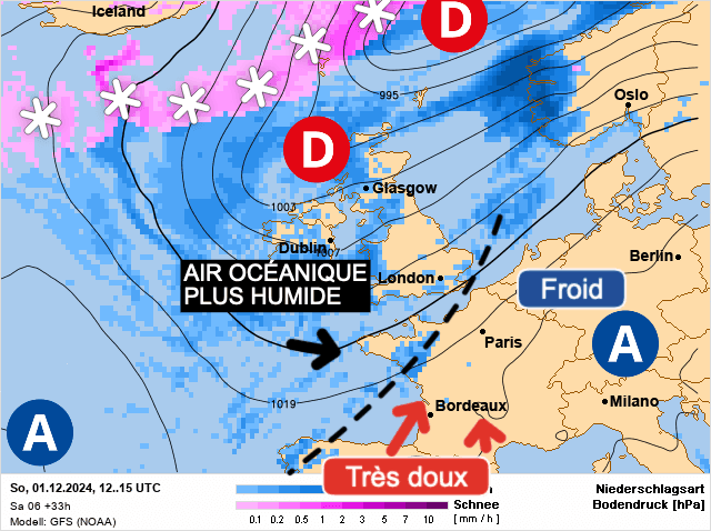 Carte de prévisions d'europe du Dimanche 1 décembre 2024