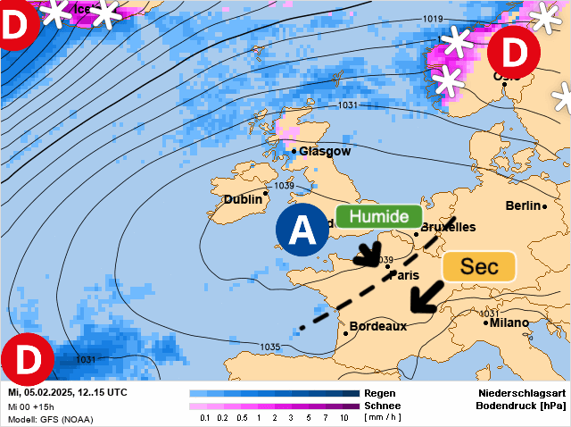 Carte de prévisions d'europe du Mercredi 5 février 2025