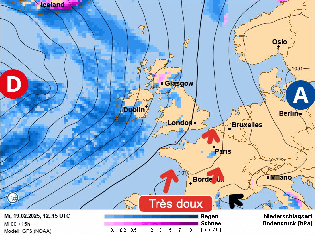Carte de prévisions d'europe du Mercredi 19 février 2025