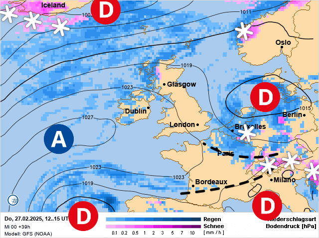 Carte de prévisions d'europe du Jeudi 27 février 2025