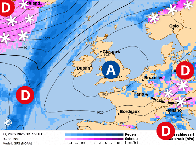 Carte de prévisions d'europe du Vendredi 28 février 2025
