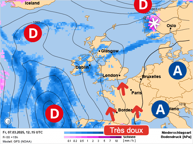 Carte de prévisions d'europe du Vendredi 7 mars 2025