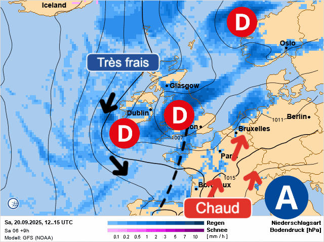 Carte de prévisions d'europe du Samedi 20 septembre 2025