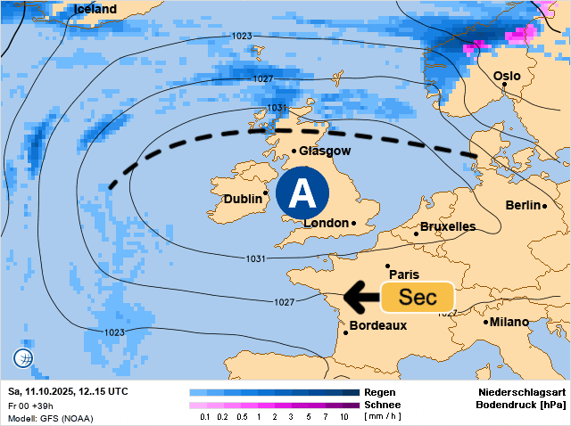 Carte de prévisions d'europe du Samedi 11 octobre 2025