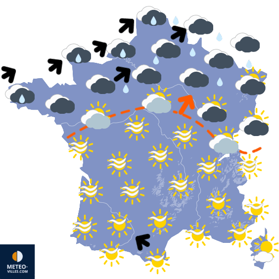 Carte de prévisions du temps du Lundi 8 décembre 2025