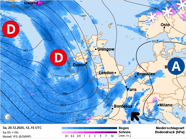 Carte de prévisions d'europe du Samedi 20 décembre 2025