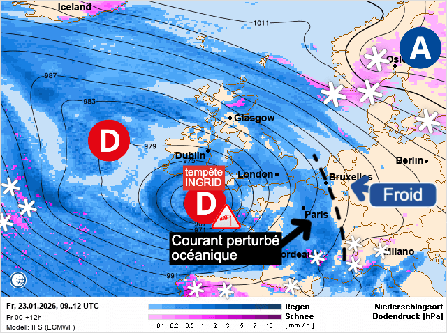 Carte de prévisions d'europe du Vendredi 23 janvier 2026