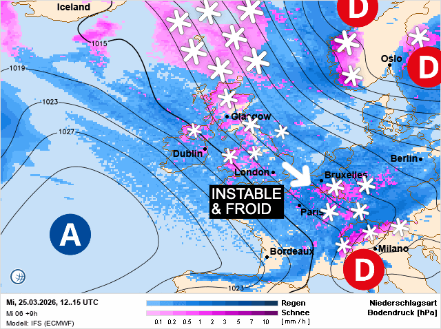 Carte de prévisions d'europe du Mercredi 25 mars 2026