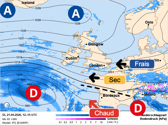 Carte de prévisions d'europe du Mardi 21 avril 2026