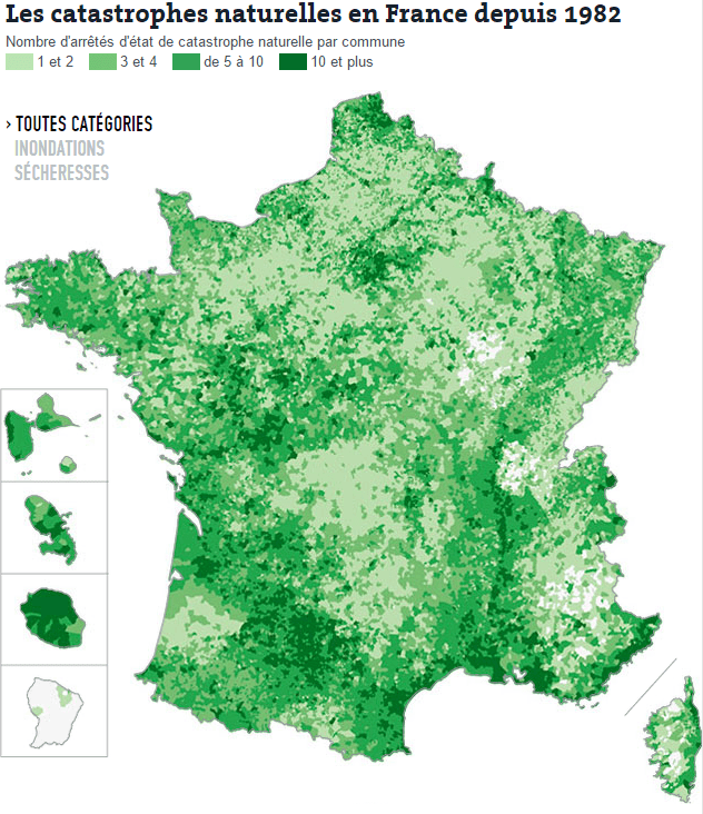 Image d'illustration pour Evolution du nombre de catastrophes naturelles en France