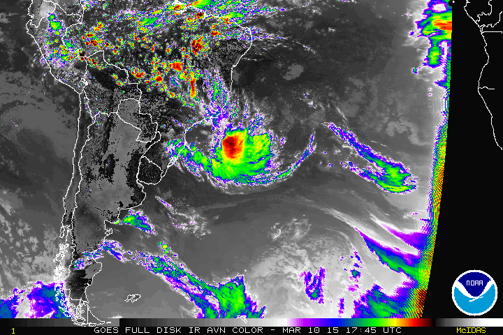 Image d'illustration pour Remarquable : 2 tempêtes subtropicales sur l'Atlantique Sud - Bapo et Cari