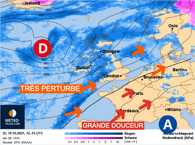 Carte de prévisions d'europe du Mardi 19 octobre 2021