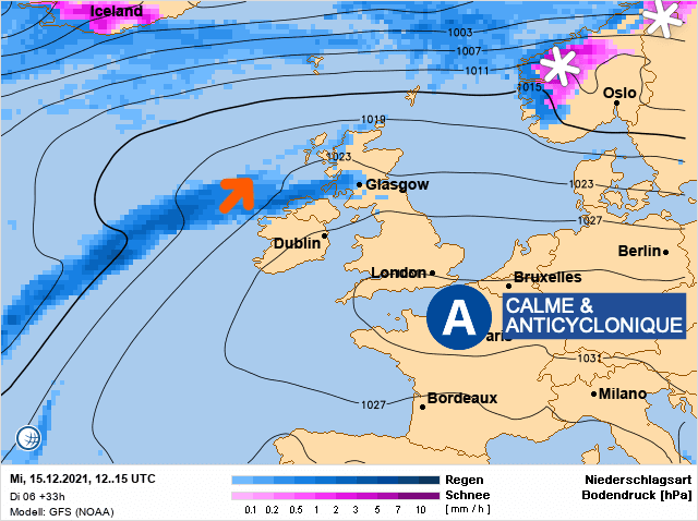 Carte de prévisions d'europe du Mercredi 15 décembre 2021