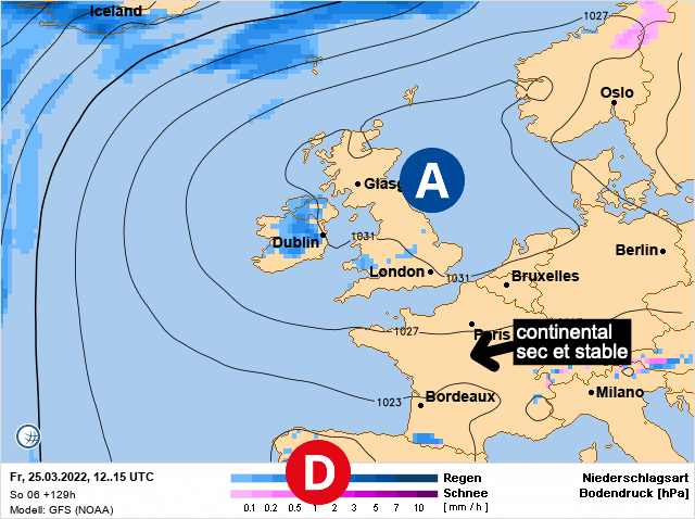 Carte de prévisions d'europe du Vendredi 25 mars 2022