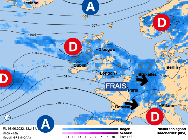Carte de prévisions d'europe du Mercredi 8 juin 2022