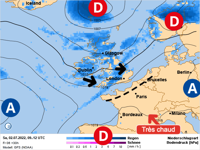Carte de prévisions d'europe du Samedi 2 juillet 2022