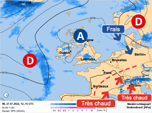 Carte de prévisions d'europe du Mercredi 27 juillet 2022