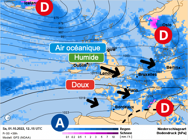Carte de prévisions d'europe du Samedi 1 octobre 2022