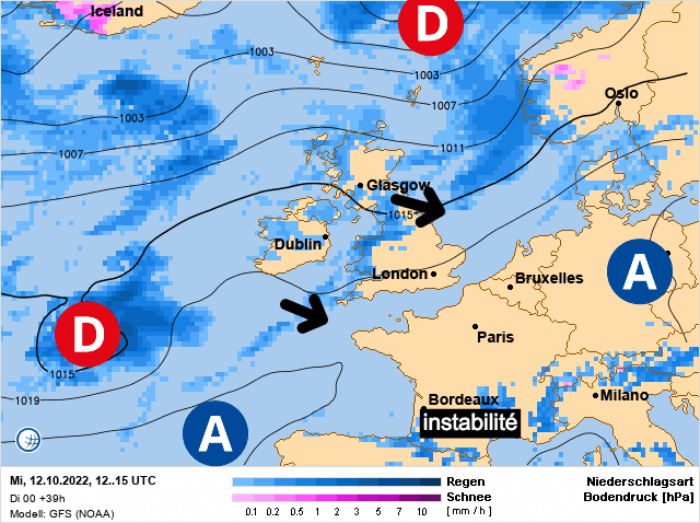 Carte de prévisions d'europe du Mercredi 12 octobre 2022