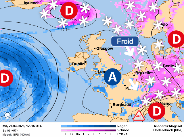 Carte de prévisions d'europe du Lundi 27 mars 2023