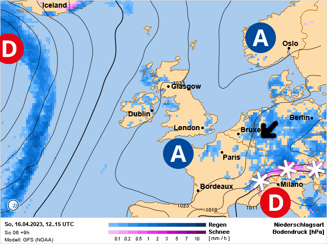 Carte de prévisions d'europe du Dimanche 16 avril 2023