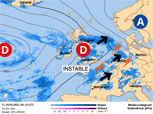 Carte de prévisions d'europe du Vendredi 5 mai 2023