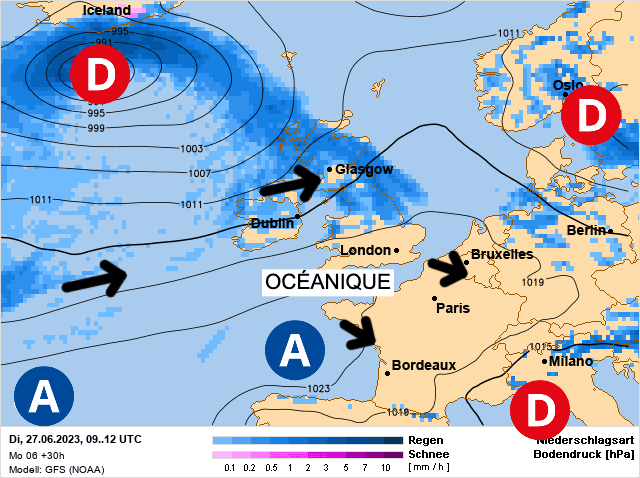 Carte de prévisions d'europe du Mardi 27 juin 2023