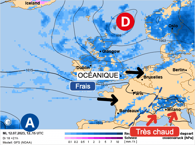 Carte de prévisions d'europe du Mercredi 12 juillet 2023