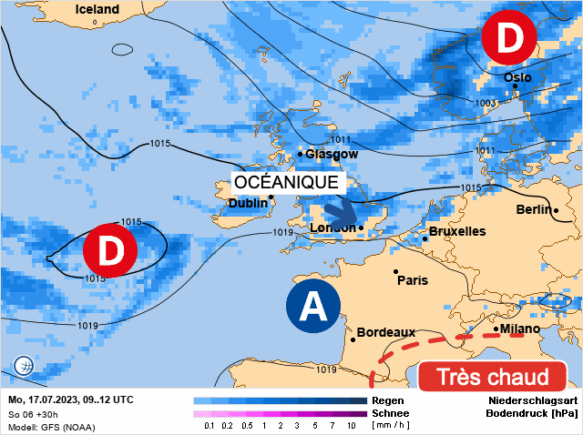 Carte de prévisions d'europe du Lundi 17 juillet 2023