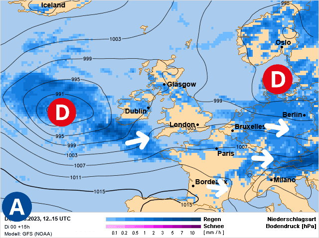 Carte de prévisions d'europe du Mardi 1 août 2023