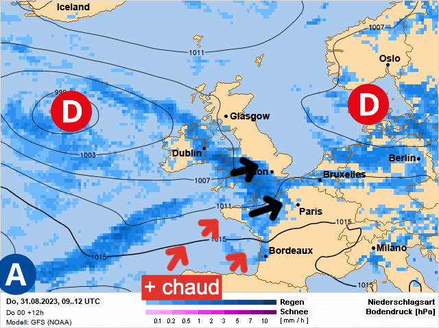 Carte de prévisions d'europe du Jeudi 31 août 2023