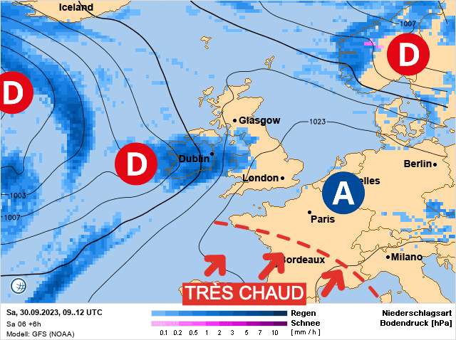 Carte de prévisions d'europe du Samedi 30 septembre 2023