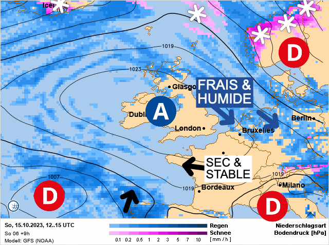 Carte de prévisions d'europe du Dimanche 15 octobre 2023